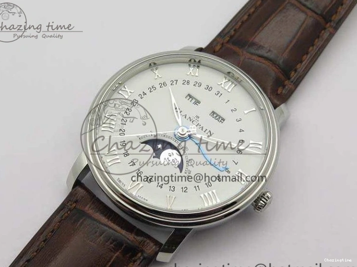 0416 FreshLook Villeret 6654 SS Complicated Function OMF 1:1 Best Edition White Dial On Brown Leather Strap A 8119